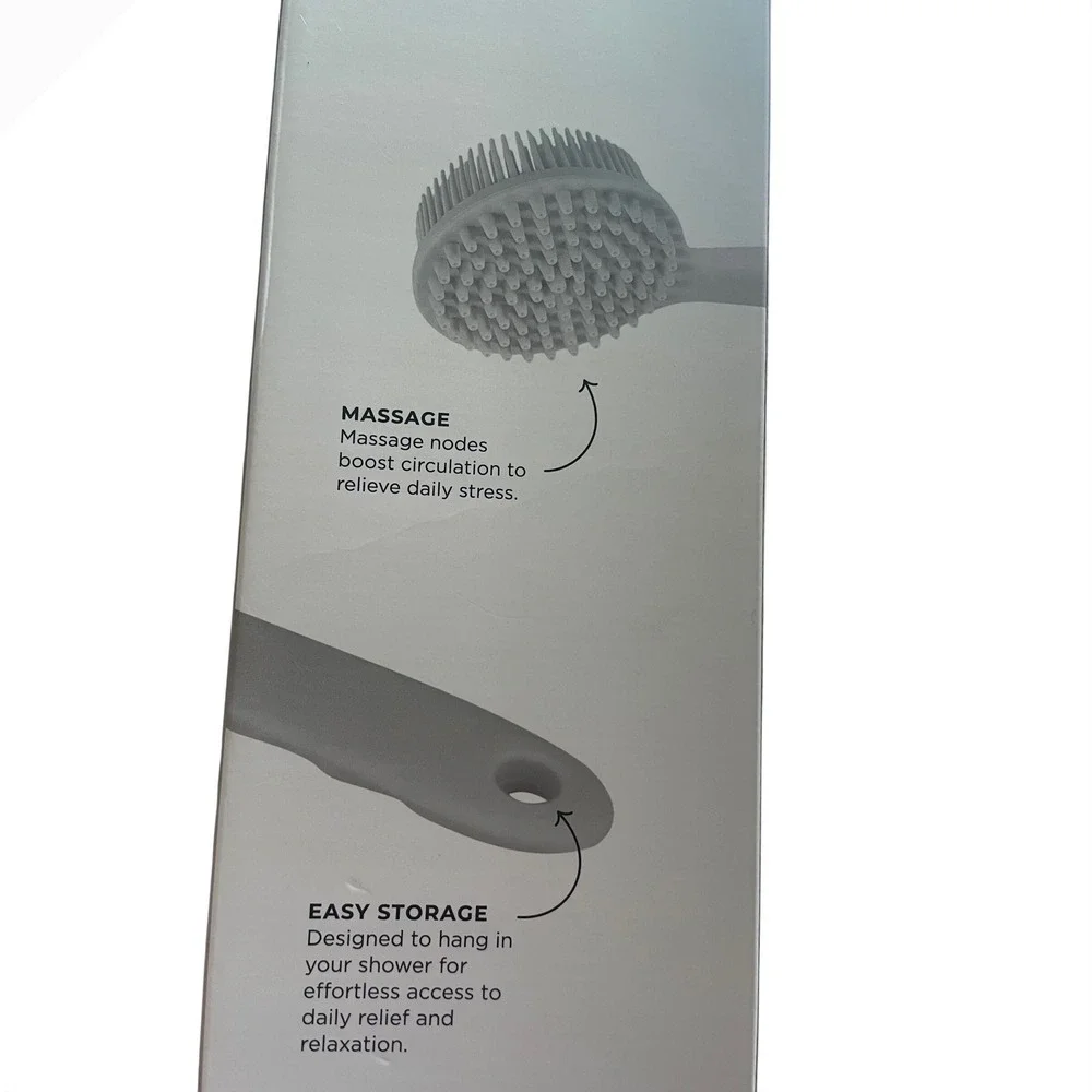 Pop Sonic Dual-Sided Silicone Body Scrubber  Extra Long Handle Massage Cleanse